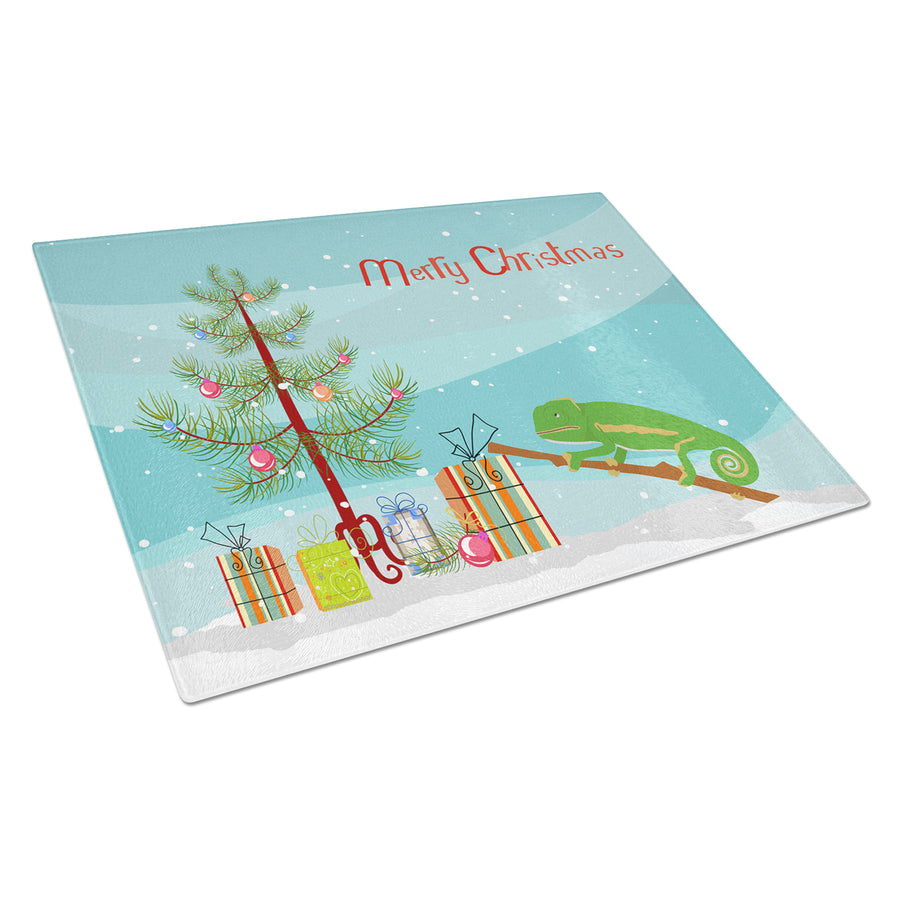 Chameleon Merry Christmas Glass Cutting Board Large Image 1