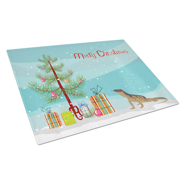 Monitor Lizard Merry Christmas Glass Cutting Board Large Image 1