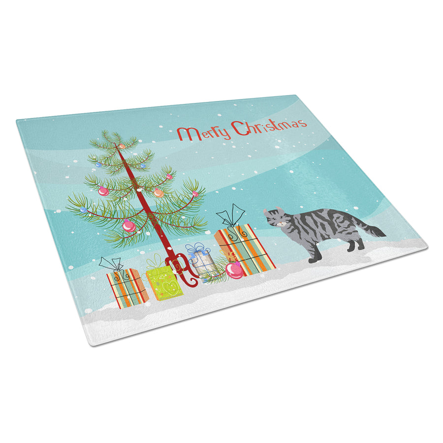 American Curl Style 1 Cat Merry Christmas Glass Cutting Board Large Image 1