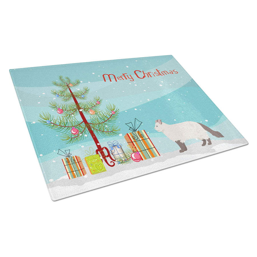 American Curl Style 2 Cat Merry Christmas Glass Cutting Board Large Image 1