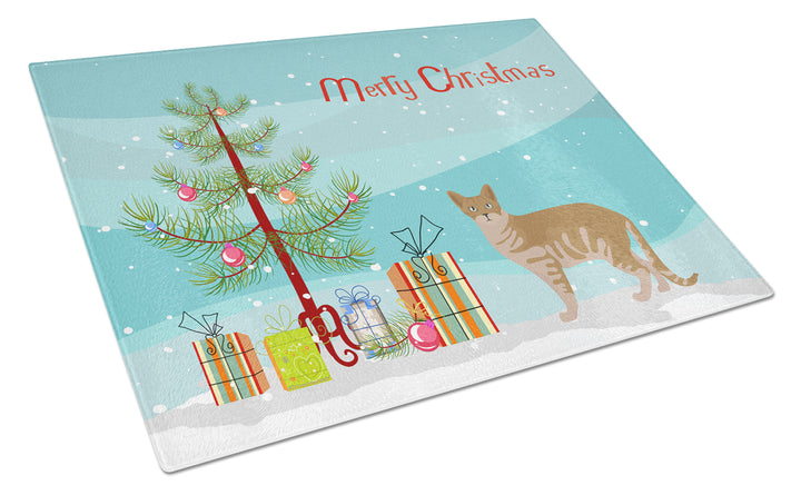 Australian Mist Style 1 Cat Merry Christmas Glass Cutting Board Large Image 1