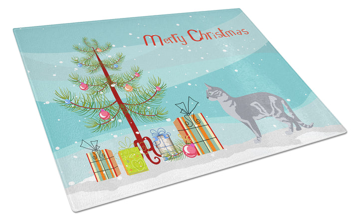 Australian Mist Style 2 Cat Merry Christmas Glass Cutting Board Large Image 1