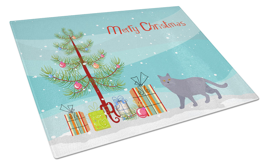 British Shorthair Style 1 Cat Merry Christmas Glass Cutting Board Large Image 1