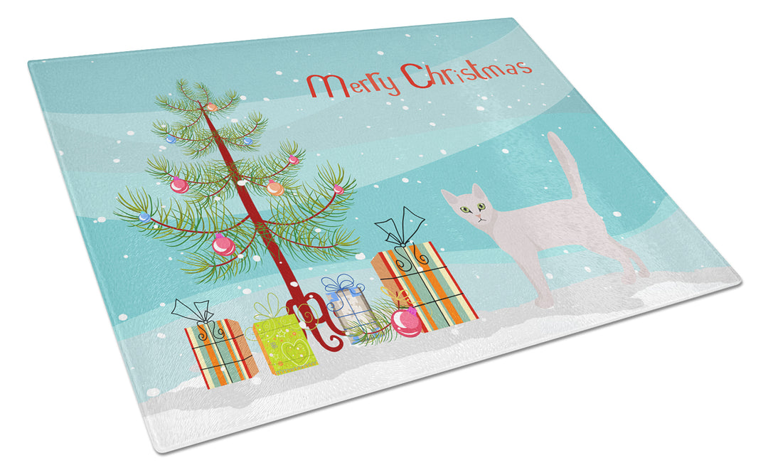 Burmilla Cat Merry Christmas Glass Cutting Board Large Image 1