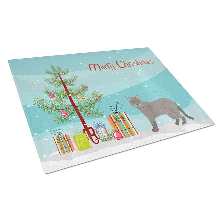 European Burmese Cat Merry Christmas Glass Cutting Board Large Image 1