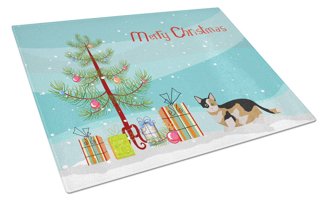 Munchkin Cat Merry Christmas Glass Cutting Board Large Image 1