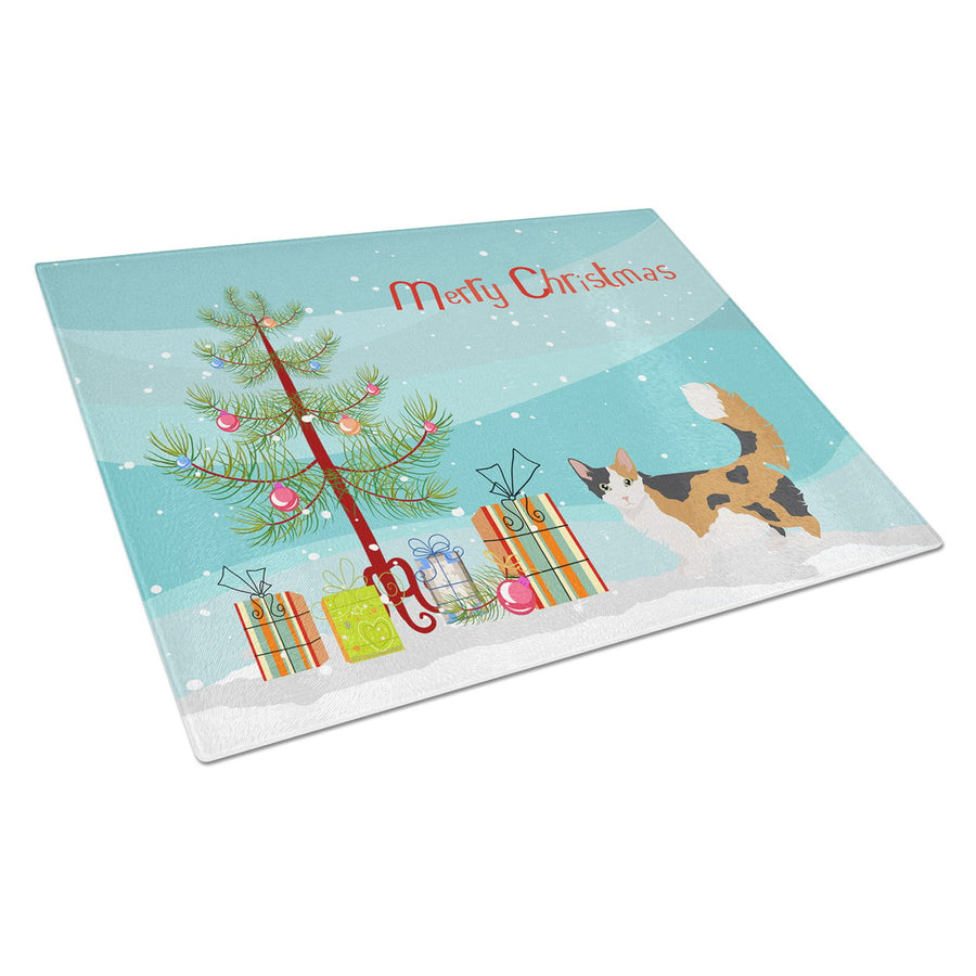 Skookum Cat Merry Christmas Glass Cutting Board Large Image 1