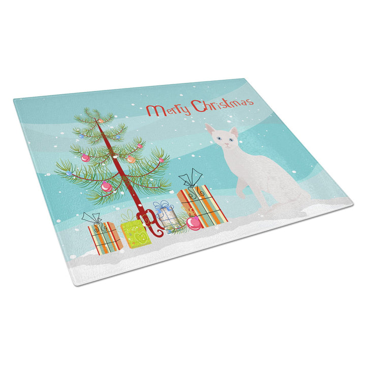 Arabian Mau Cat Merry Christmas Glass Cutting Board Large Image 1