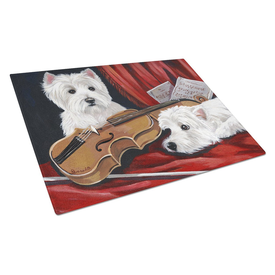 Westie Fiddlers Glass Cutting Board Large Image 1