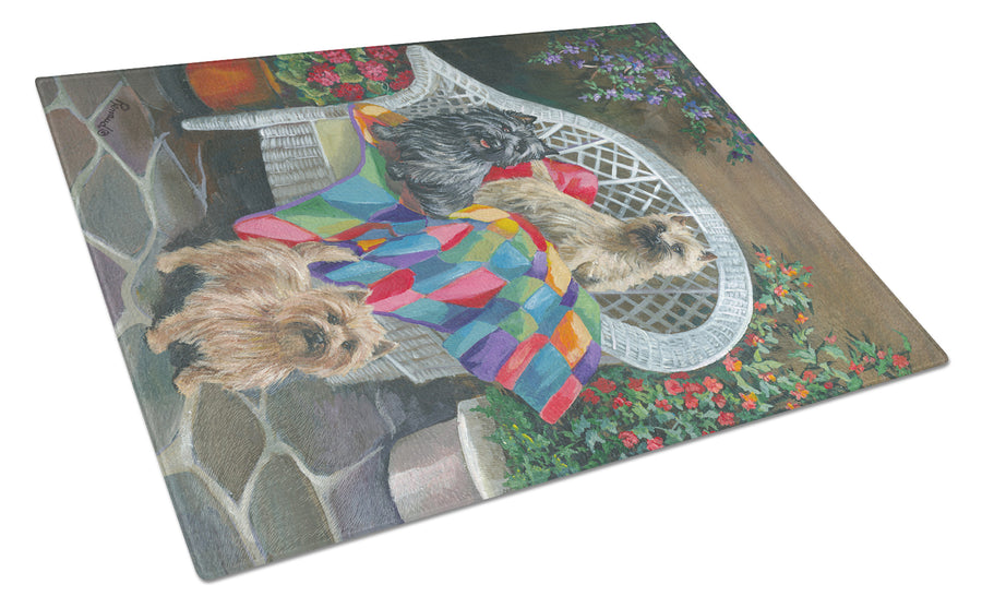 Cairn Terrier Trio Glass Cutting Board Large Image 1