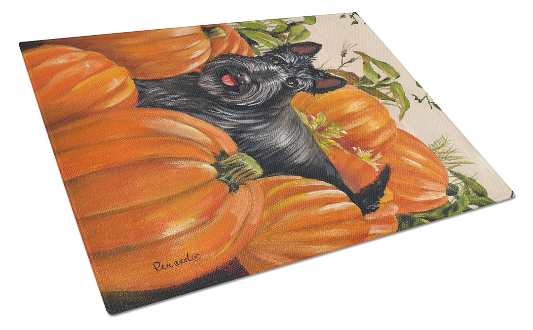 Scottish Terrier Scottie Pumpkins Glass Cutting Board Large Image 1