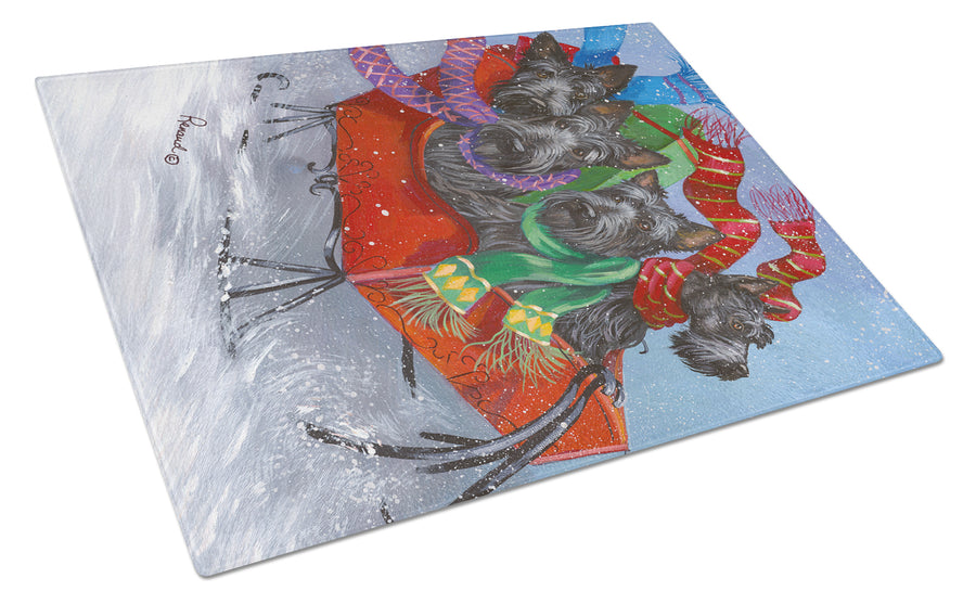 Scottie Christmas Dashing Glass Cutting Board Large Image 1