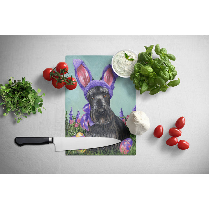 Scottie Easter Bunny Glass Cutting Board Large Image 2