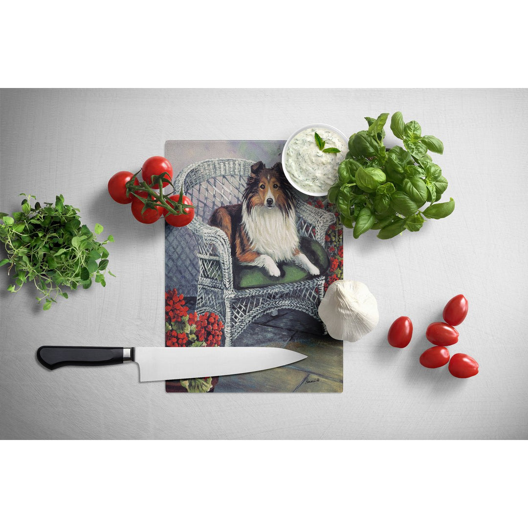 Sheltie Patio Jewel Glass Cutting Board Large Image 2