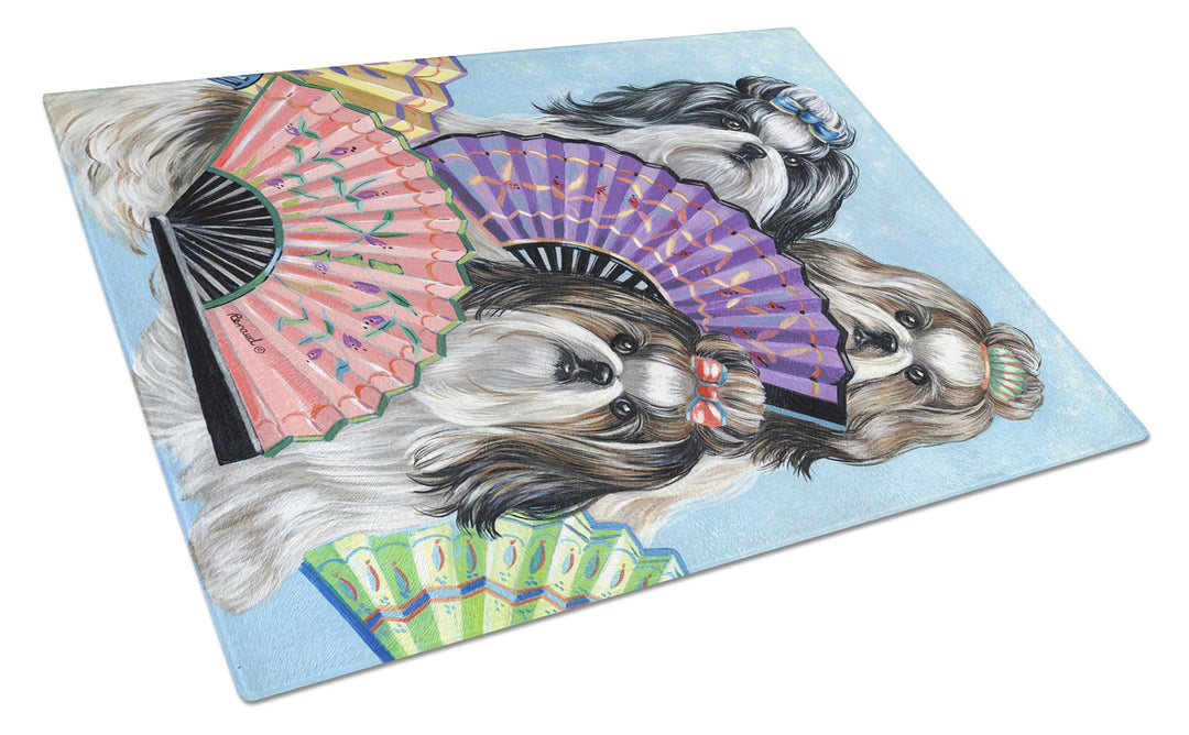 Shih Tzu Top Fans Glass Cutting Board Large Image 1