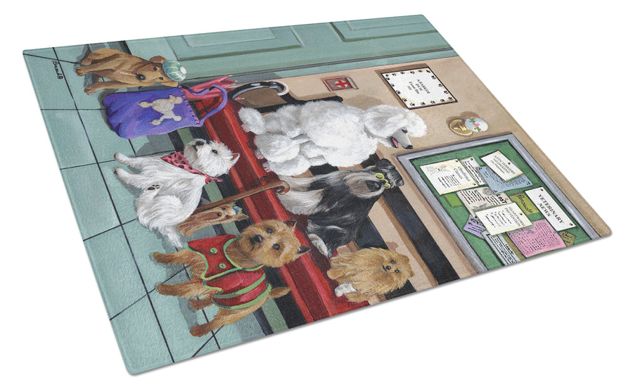 Dogs Vet Visit Glass Cutting Board Large Image 1