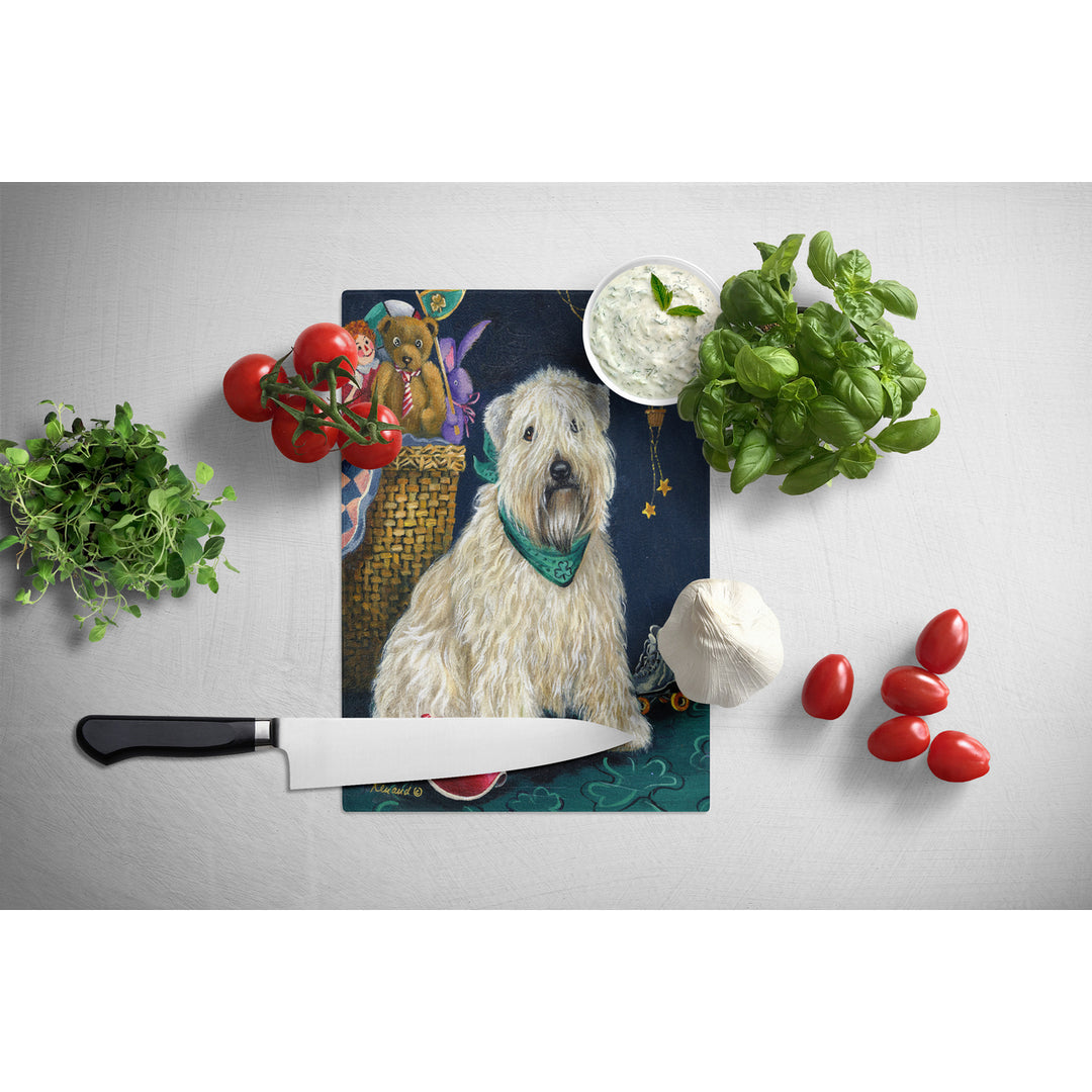 Wheaten Terrier Playroom Glass Cutting Board Large Image 2