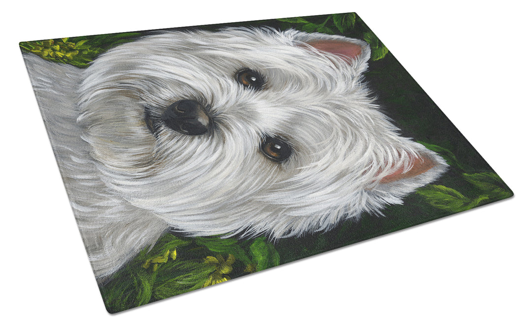 Westie Baby Face Glass Cutting Board Large Image 1