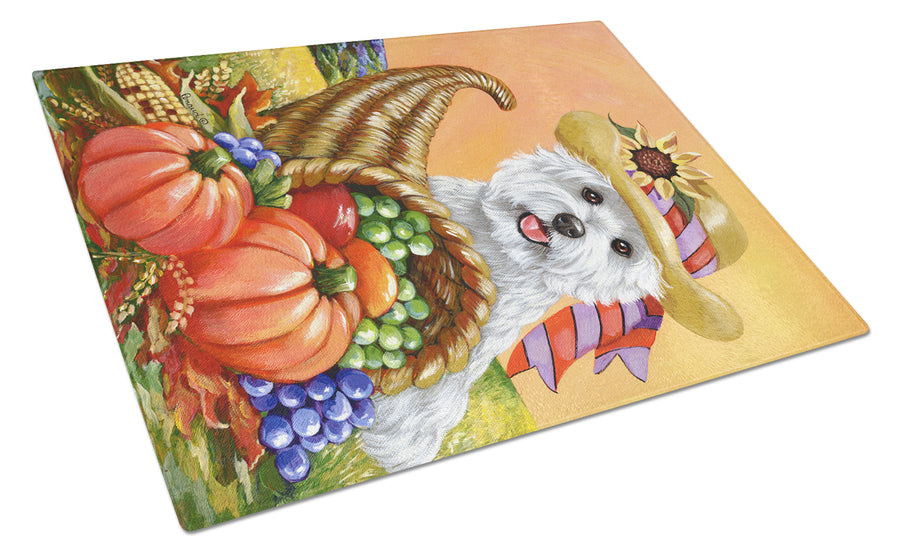 Westie Autumn Glass Cutting Board Large Image 1