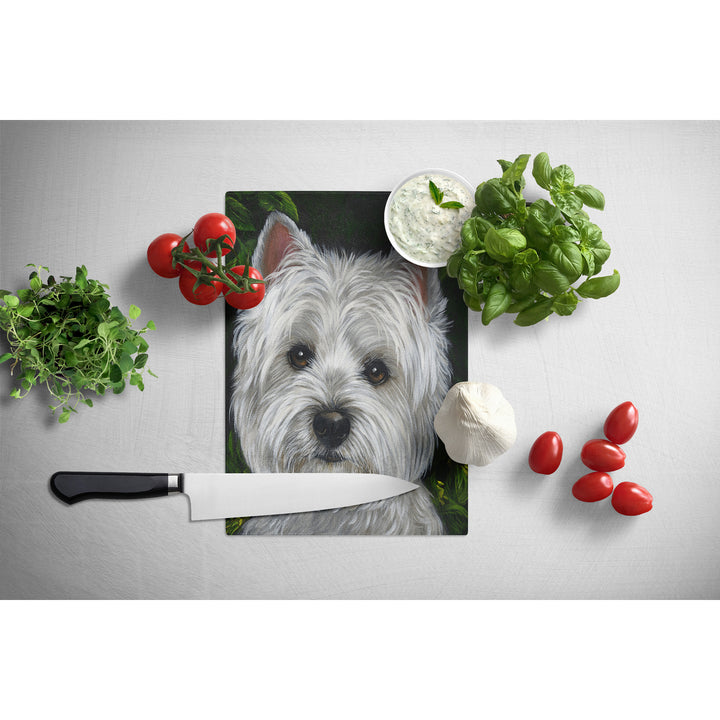 Westie Baby Face Glass Cutting Board Large Image 2