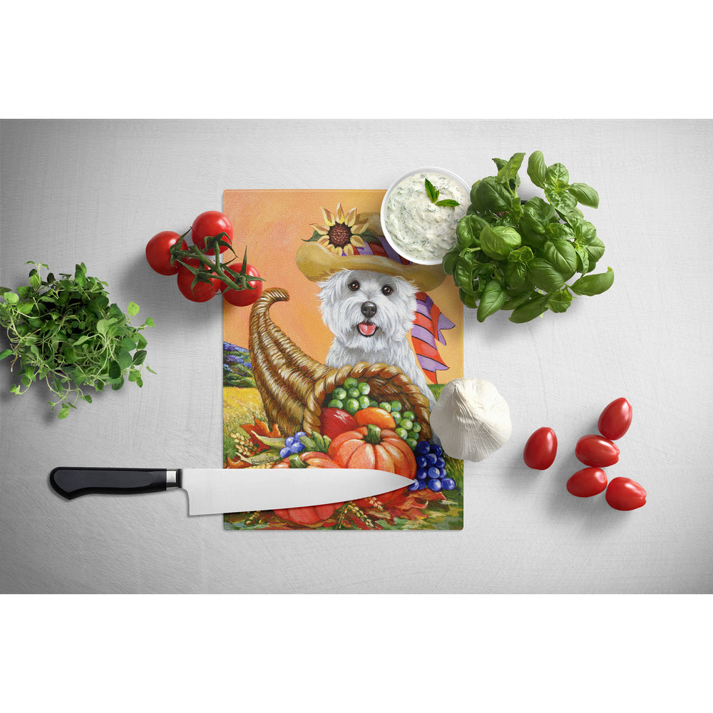 Westie Autumn Glass Cutting Board Large Image 2