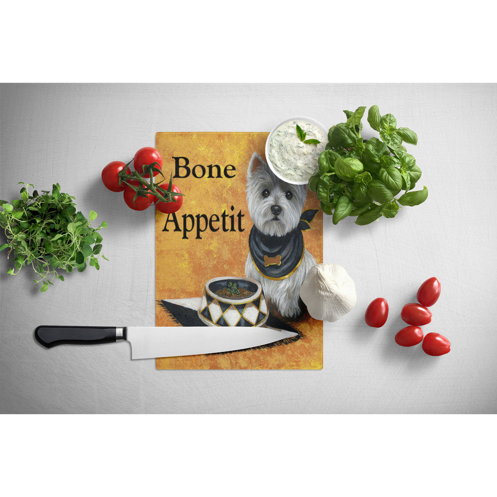 Westie Bone Appetit Glass Cutting Board Large Image 2