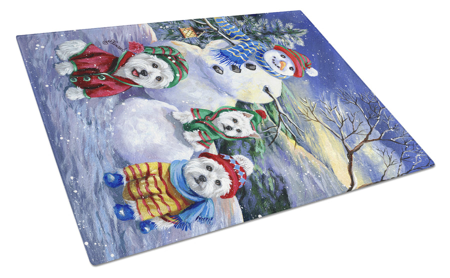 Westie Holiay Snowballs Glass Cutting Board Large Image 1