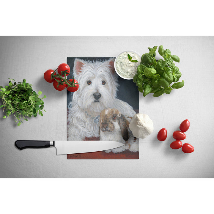 Westie Rabbit Harmony Glass Cutting Board Large Image 2