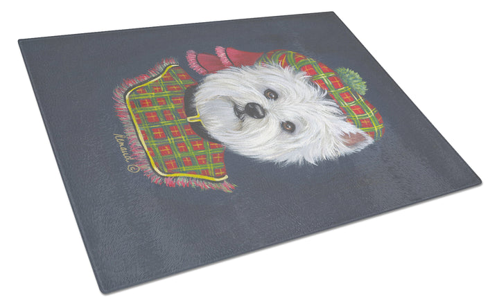 Westie Lad Plaid Glass Cutting Board Large Image 1