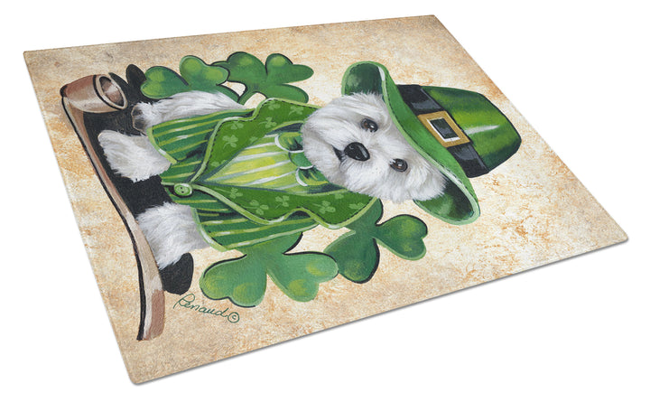 Westie St Patricks Day Leprechaun Glass Cutting Board Large Image 1