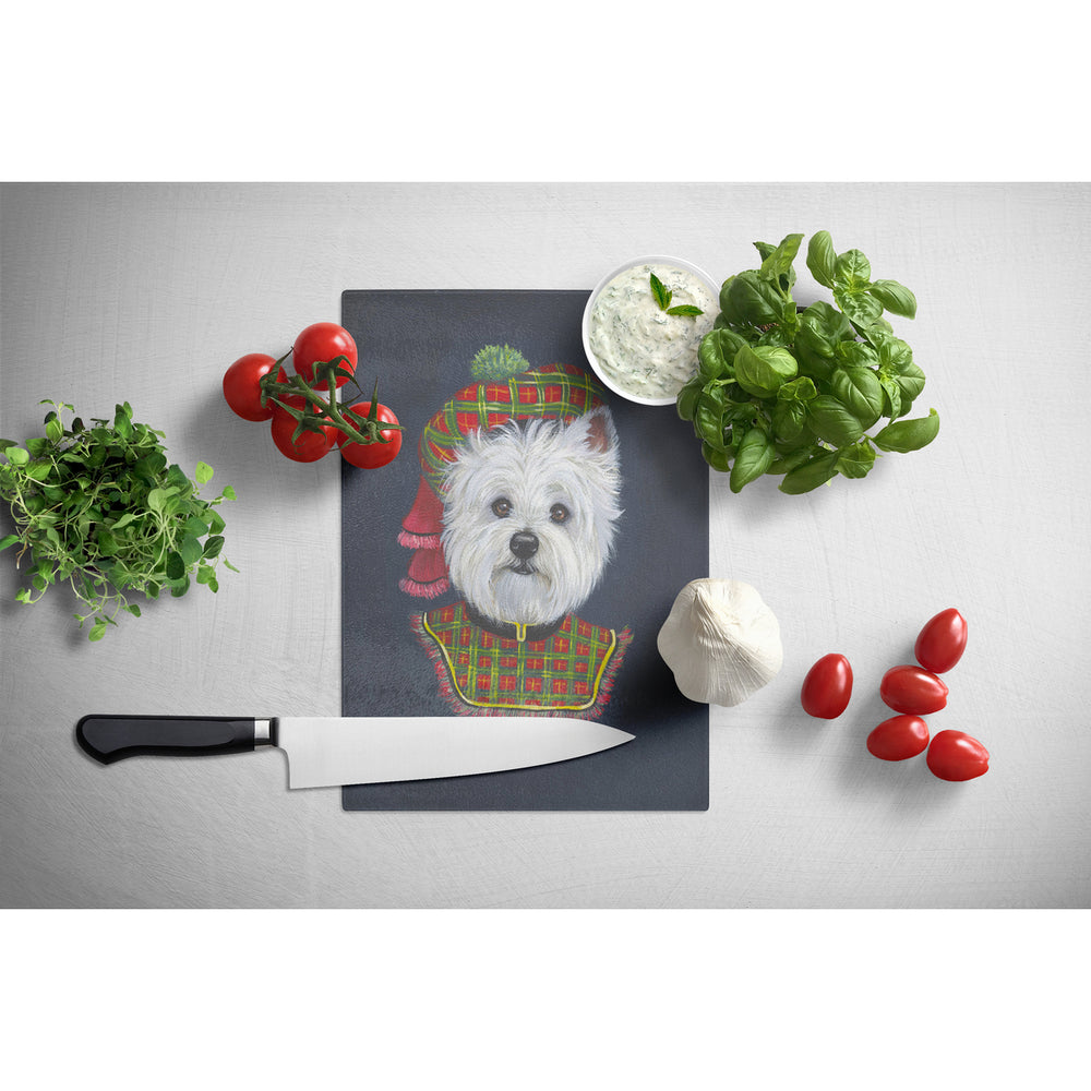 Westie Lad Plaid Glass Cutting Board Large Image 2