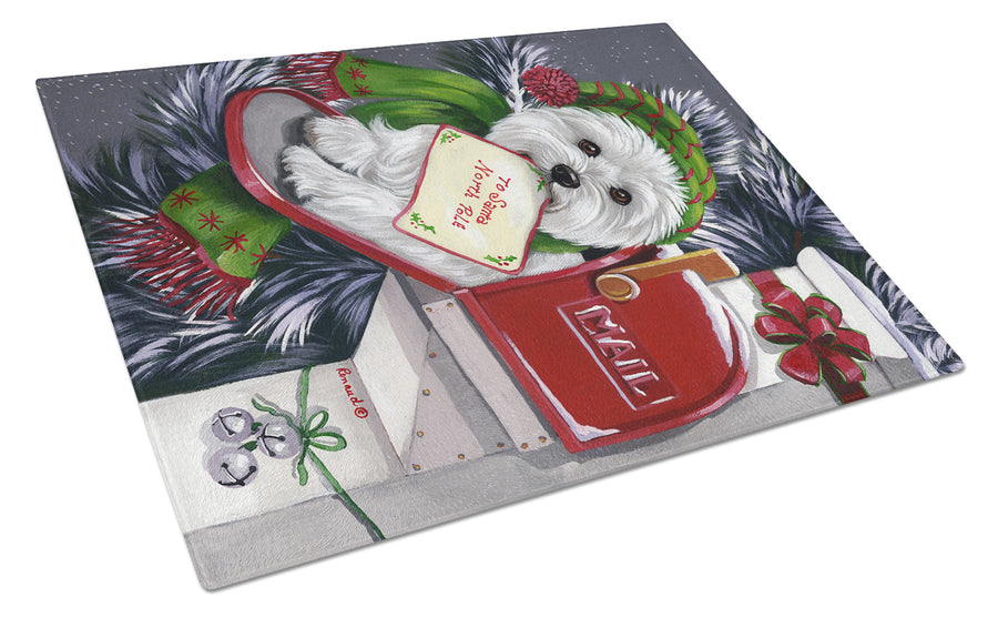 Westie Christmas Letter to Santa Glass Cutting Board Large Image 1