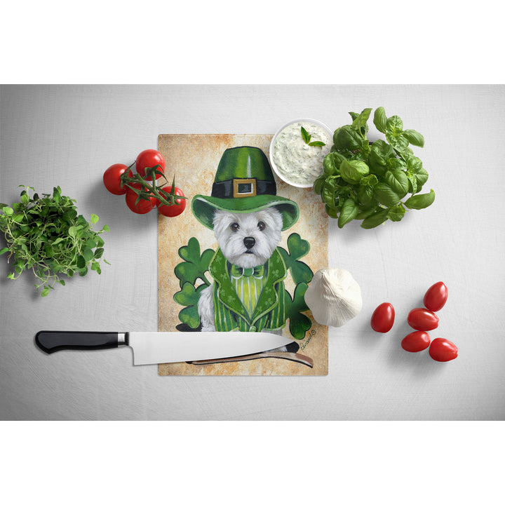 Westie St Patricks Day Leprechaun Glass Cutting Board Large Image 2