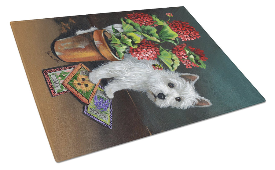 Westie Seedlings Glass Cutting Board Large Image 1