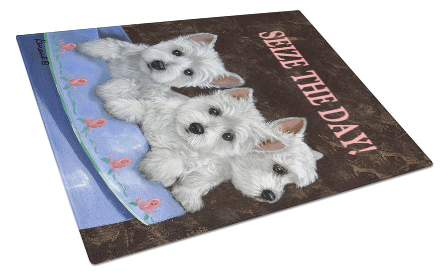 Westie Seize the Day Glass Cutting Board Large Image 1