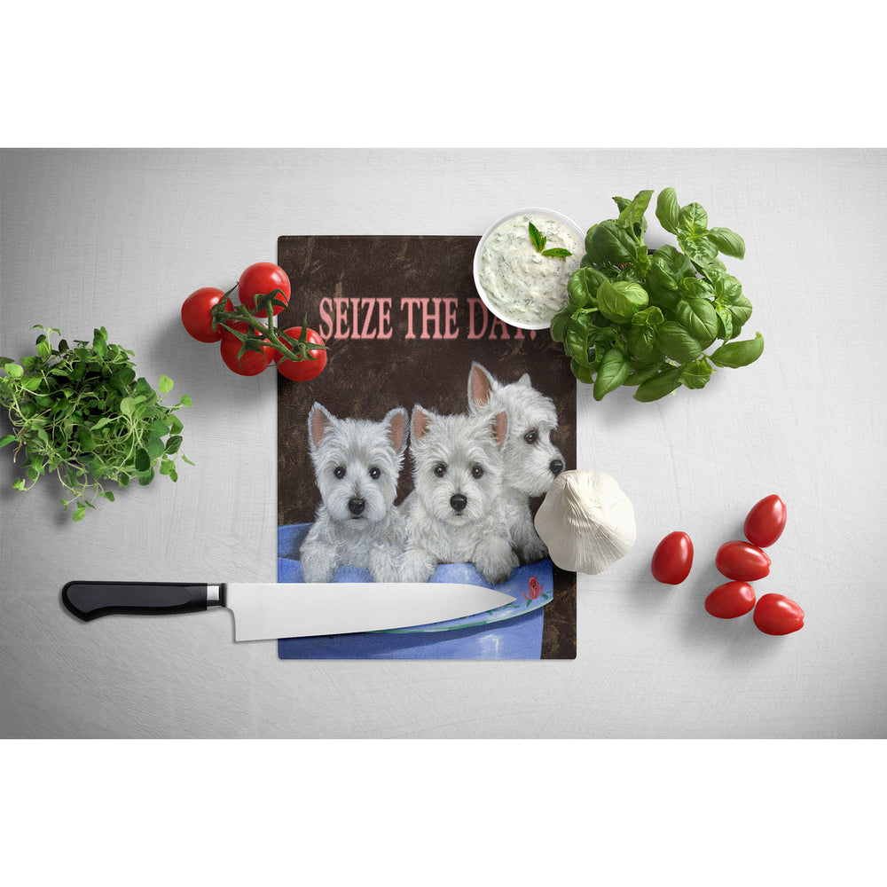 Westie Seize the Day Glass Cutting Board Large Image 2