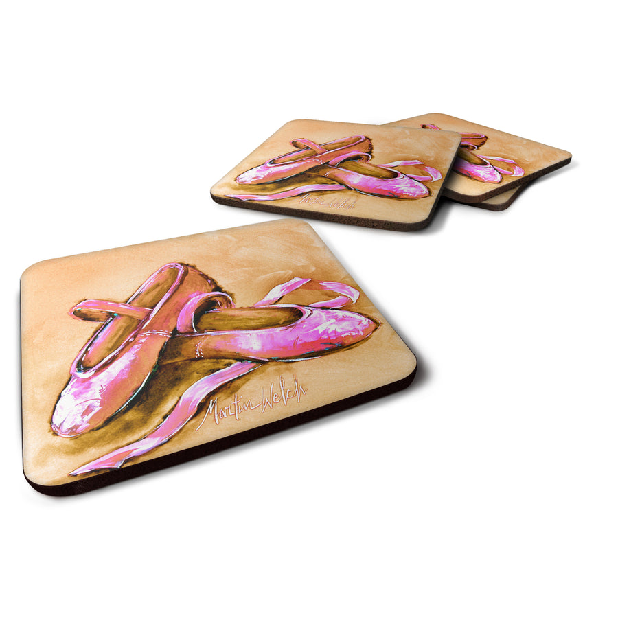 Ballet Shoes Brown and Pink Foam Coaster Set of 4 Image 1