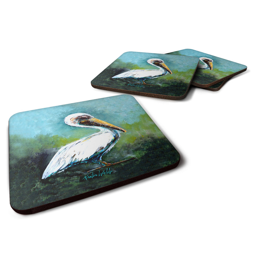 Blue Stand White Pelican Foam Coaster Set of 4 Image 1