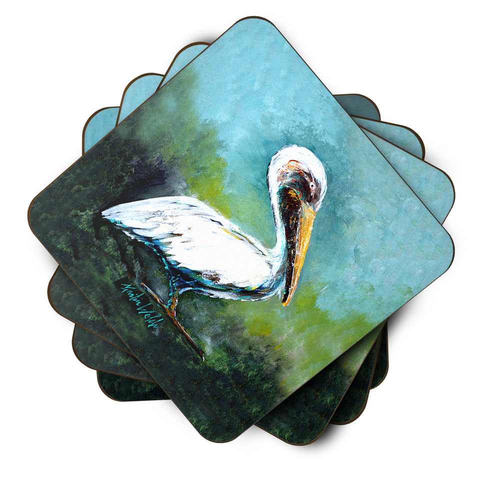 Blue Stand White Pelican Foam Coaster Set of 4 Image 2