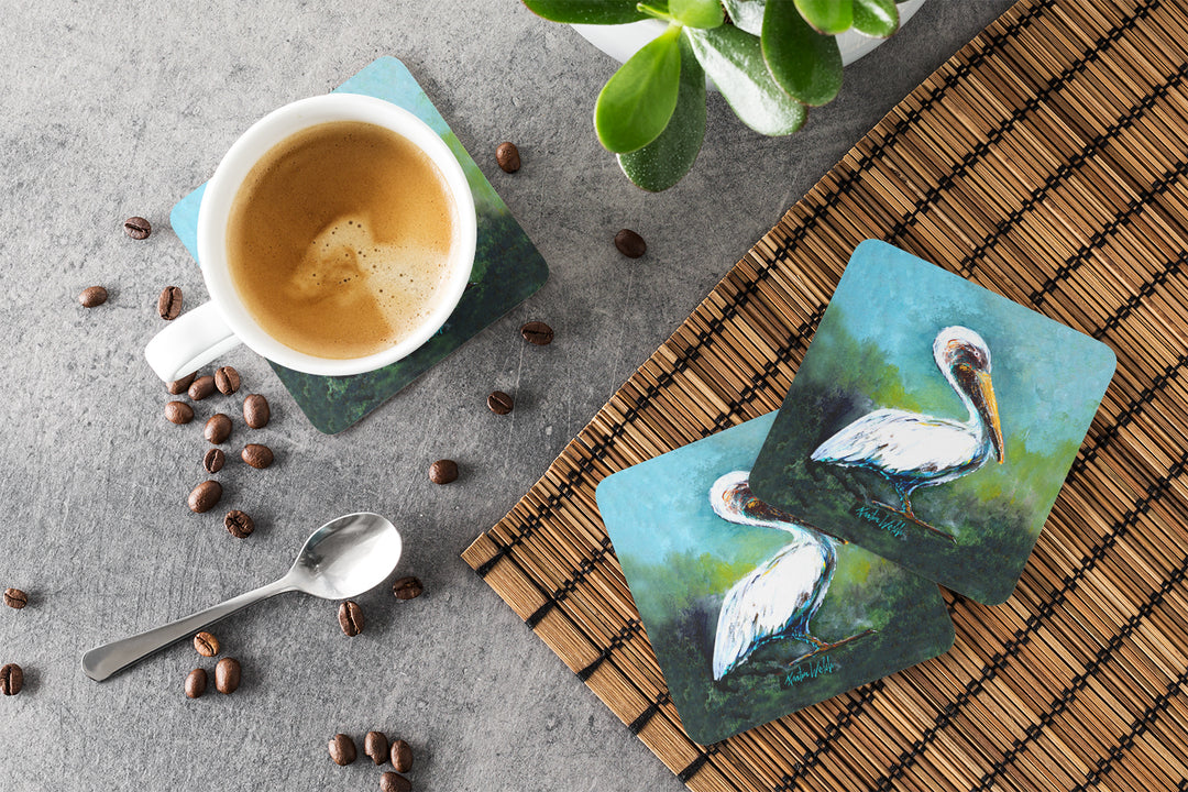 Blue Stand White Pelican Foam Coaster Set of 4 Image 3