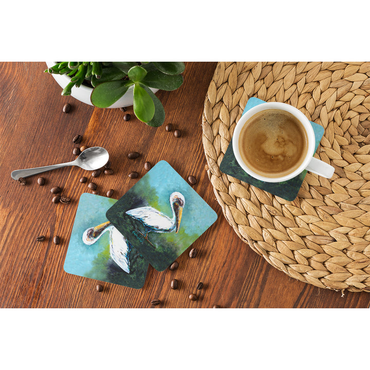 Blue Stand White Pelican Foam Coaster Set of 4 Image 4