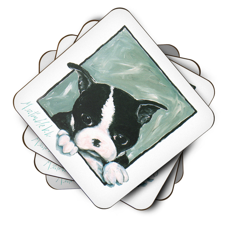 Boston Terrier Dont Leave Me Foam Coaster Set of 4 Image 2