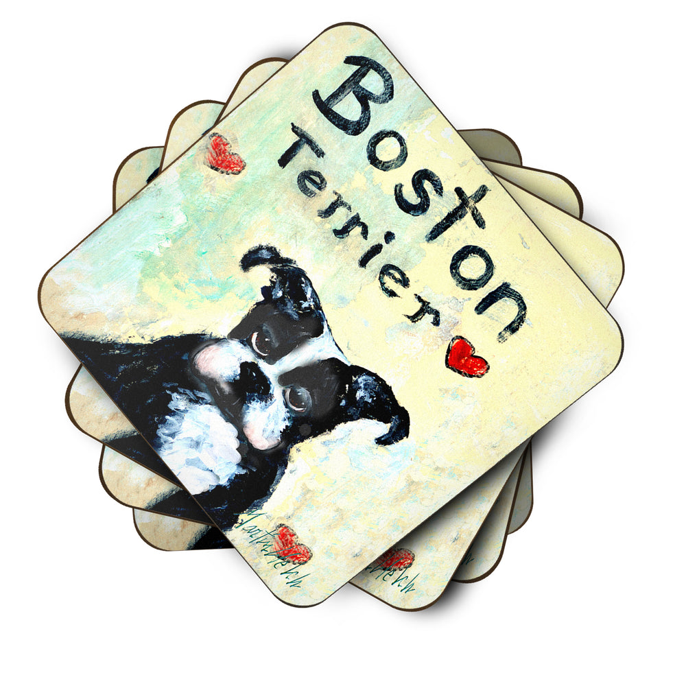 Boston Terrier Wheres my Bibb Foam Coaster Set of 4 Image 2