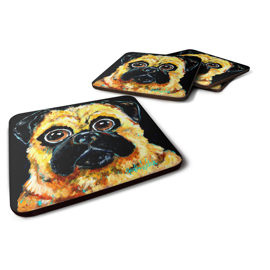 Pug It Out Foam Coaster Set of 4 Image 1