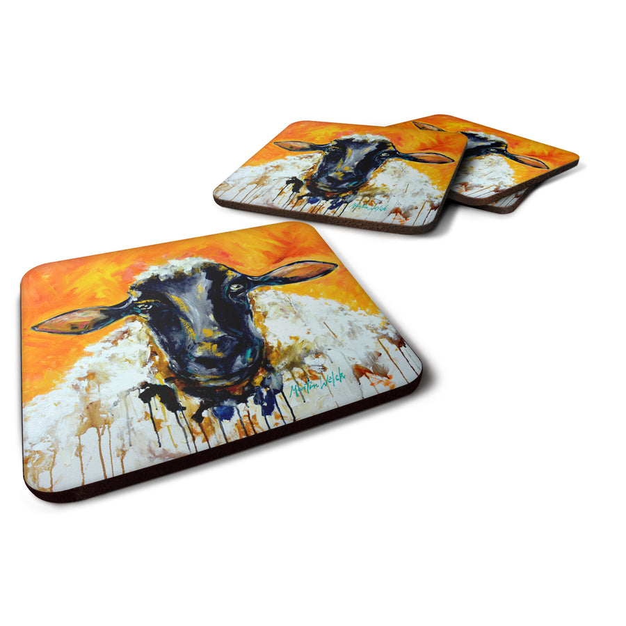 Peach Wool Sheep Foam Coaster Set of 4 Image 1