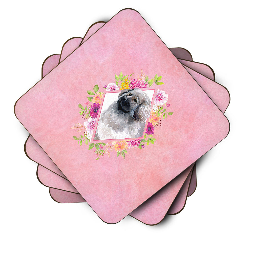 Moscow Watchdog Pink Flowers Foam Coaster Set of 4 Image 2