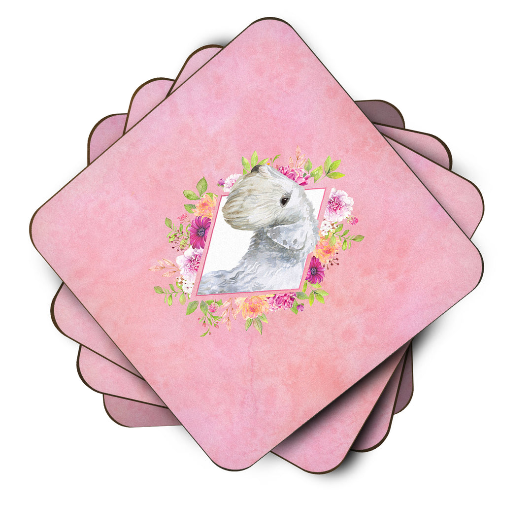 Sealyham Terrier Pink Flowers Foam Coaster Set of 4 Image 2