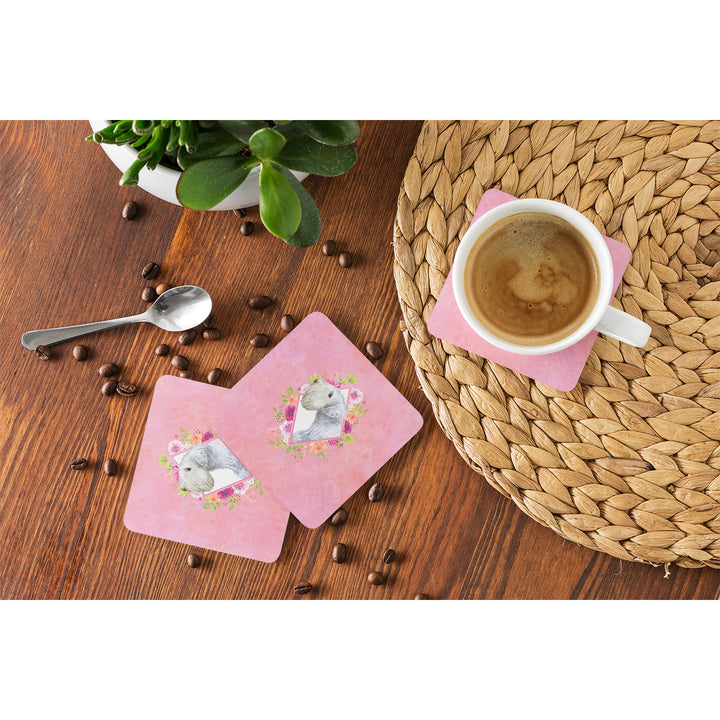 Sealyham Terrier Pink Flowers Foam Coaster Set of 4 Image 4