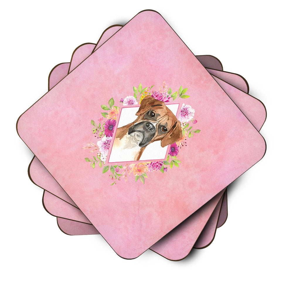 Boxer Pink Flowers Foam Coaster Set of 4 Image 2