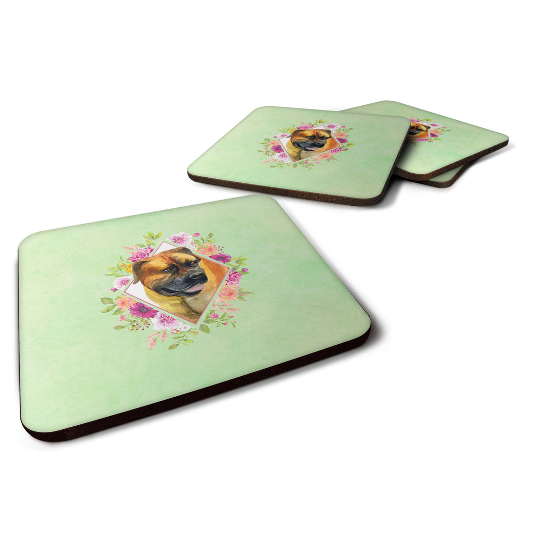 Borboel Mastiff Green Flowers Foam Coaster Set of 4 Image 1